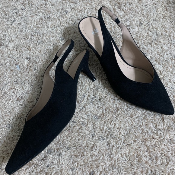 H&M Shoes - Black faux suede kitten heels from H&M